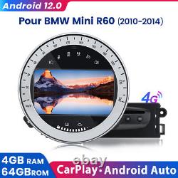 Carplay Android12 Autoradio Pour BMW MINI R60 2010-2014 GPS NAVI WIFI SWC 4+64GB