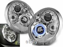 Hlavný svetlomet pre BMW MINI COOPER R50 R52 R53 01-06 Angel Eyes Chrome LPMC01E